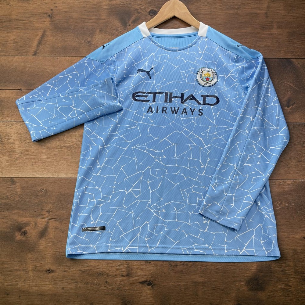 2020 -21 Puma Manchester City Kevin De Bruyne Long Sleeve Soccer Jersey Mens (L)